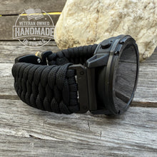 Load image into Gallery viewer, Quick Release Paracord Watchband, personalized to replace bands for Garmin 20mm, 22mm and 26mm|Black.