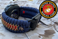 Lade das Bild in den Galerie-Viewer, USMC Salute Paracord Watch band with EGA emblem (Watch not included).