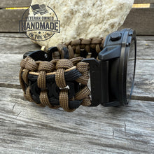 Load image into Gallery viewer, Quick Release Paracord Watchband, personalized to replace bands for Garmin 20mm, 22mm and 26mm|Coyote|Black|Hexnuts.