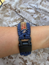 Lade das Bild in den Galerie-Viewer, USMC Salute Paracord Watch band with EGA emblem (Watch not included).