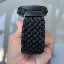 Load image into Gallery viewer, Quick Release Paracord Watchband, personalized to replace bands for Garmin 20mm, 22mm and 26mm|Black.