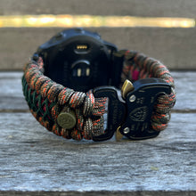 Load image into Gallery viewer, Quick Release Paracord Watchband, personalized to replace bands for Garmin 20mm, 22mm and 26mm|Camo.