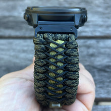 Load image into Gallery viewer, Quick Release Paracord Watchband, personalized to replace bands for Garmin 20mm, 22mm and 26mm|Camo.