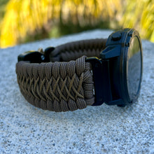 Cargar imagen en el visor de la galería, Quick Release Paracord Watchband, personalized to replace bands for Garmin 20mm, 22mm and 26mm|Coyote brown