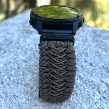 Cargar imagen en el visor de la galería, Quick Release Paracord Watchband, personalized to replace bands for Garmin 20mm, 22mm and 26mm|Coyote brown