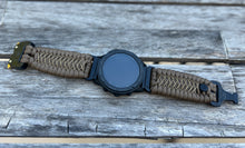 Cargar imagen en el visor de la galería, Quick Release Paracord Watchband, personalized to replace bands for Garmin 20mm, 22mm and 26mm|Coyote brown