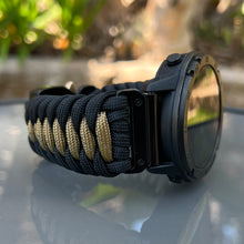 Load image into Gallery viewer, Quick Release Paracord Watchband, personalized to replace bands for Garmin 20mm, 22mm and 26mm|Black and Coyote.