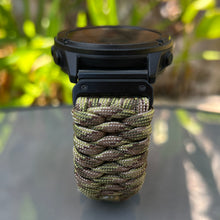 Load image into Gallery viewer, Quick Release Paracord Watchband, personalized to replace bands for Garmin 20mm, 22mm and 26mm|Camo.