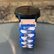 Load image into Gallery viewer, Quick Release Paracord Watchband, personalized to replace bands for Garmin 20mm, 22mm and 26mm\Glow in the Dark accents.