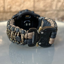 Load image into Gallery viewer, Quick Release Paracord Watchband, personalized to replace bands for Garmin 20mm, 22mm and 26mm|Coyote|Black|Camo
