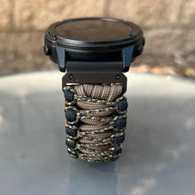 Load image into Gallery viewer, Quick Release Paracord Watchband, personalized to replace bands for Garmin 20mm, 22mm and 26mm|Coyote|Black|Camo