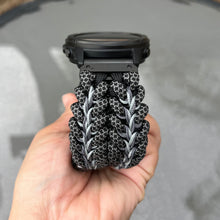 Load image into Gallery viewer, Quick Release Paracord Watchband, personalized to replace bands for Garmin 20mm, 22mm and 26mm|Black|Charcoal.