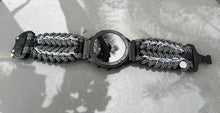 Load image into Gallery viewer, Quick Release Paracord Watchband, personalized to replace bands for Garmin 20mm, 22mm and 26mm|Black|Charcoal.