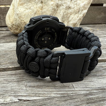 Load image into Gallery viewer, Quick Release Paracord Watchband, personalized to replace bands for Garmin 20mm, 22mm and 26mm|Black.