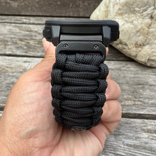 Load image into Gallery viewer, Quick Release Paracord Watchband, personalized to replace bands for Garmin 20mm, 22mm and 26mm|Black.