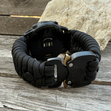 Load image into Gallery viewer, Quick Release Paracord Watchband, personalized to replace bands for Garmin 20mm, 22mm and 26mm|Black.
