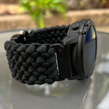 Load image into Gallery viewer, Quick Release Paracord Watchband, personalized to replace bands for Garmin 20mm, 22mm and 26mm|Black.