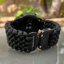 Load image into Gallery viewer, Quick Release Paracord Watchband, personalized to replace bands for Garmin 20mm, 22mm and 26mm|Black.