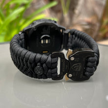 Load image into Gallery viewer, Quick Release Paracord Watchband, personalized to replace bands for Garmin 20mm, 22mm and 26mm|Black.