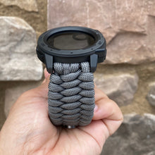 Load image into Gallery viewer, Quick Release Paracord Watchband, personalized to replace bands for Garmin 20mm, 22mm and 26mm|Charcoal Grey.