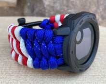 Load image into Gallery viewer, Quick Release Paracord Watchband, personalized to replace bands for Garmin 20mm, 22mm and 26mm|US Flag.