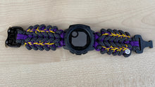 Load image into Gallery viewer, Quick Release Paracord Watchband, personalized to replace bands for Garmin 20mm, 22mm and 26mm|Purple|Charcoal.