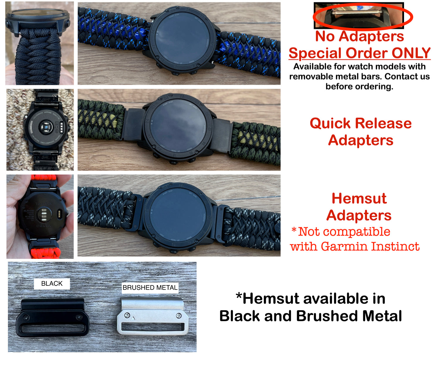 Paracord selling Watchband for Garmin Fenix, MARQ, Tactix, Quatix, Approach S60/S62, D2, Descent, Enduro, Epix (Gen 2)(watch not included)