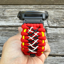 Lade das Bild in den Galerie-Viewer, Quick Release Paracord Watchband, personalized to replace bands for Garmin 20mm, 22mm and 26mm|Red and Yellow
