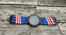 Load image into Gallery viewer, Quick Release Paracord Watchband, personalized to replace bands for Garmin 20mm, 22mm and 26mm|US Flag.
