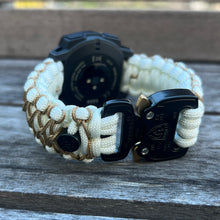 Load image into Gallery viewer, Paracord Watchband compatible with Garmin Approach, D2, Descent, Enduro, Epix (Gen 2), Fenix, Forerunner 230/235/630/735XT/935/955, Instinct, MARQ, Tactix, Quatix (watch not included).
