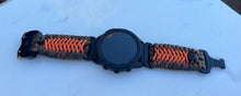 Load image into Gallery viewer, Quick Release Paracord Watchband, personalized to replace bands for Garmin 20mm, 22mm and 26mm|Camo &amp; orange
