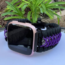 Load and play video in Gallery viewer, Paracord Watch Band compatible with Fitbit Versa 1, Versa Lite, Versa 2, Versa 3, Versa 4, Sense, Sense 2 (watch not included).
