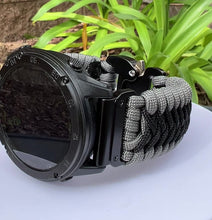 Cargar y reproducir el video en el visor de la galería, Paracord Watchband compatible with Garmin Approach, D2, Descent, Enduro, Epix (Gen 2), Fenix, Forerunner 230/235/630/735XT/935/955, Instinct, MARQ, Tactix, Quatix (watch not included).
