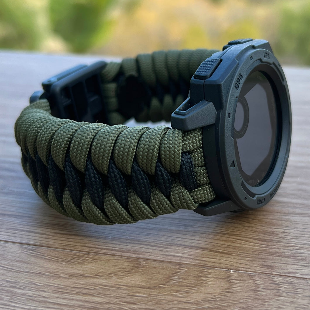 Paracord Watchband compatible with Garmin Approach, D2, Descent, Enduro, Epix (Gen 2), Fenix, Forerunner 935/955, Instinct, MARQ, Tactix, Quatix (watch not included).