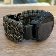 Load image into Gallery viewer, Paracord Watchband compatible with Garmin Approach, D2, Descent, Enduro, Epix (Gen 2), Fenix, Forerunner 230/235/630/735XT/935/955, Instinct, MARQ, Tactix, Quatix (watch not included).
