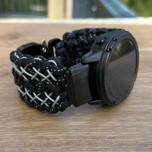 Cargar imagen en el visor de la galería, Paracord Watchband compatible with Garmin Approach, D2, Descent, Enduro, Epix (Gen 2), Fenix, Forerunner 230/235/630/735XT/935/955, Instinct, MARQ, Tactix, Quatix (watch not included).
