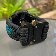 Load image into Gallery viewer, Paracord Watchband compatible with Garmin Approach, D2, Descent, Enduro, Epix (Gen 2), Fenix, Forerunner 230/235/630/735XT/935/955, Instinct, MARQ, Tactix, Quatix (watch not included).
