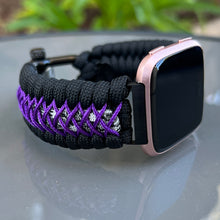 Lade das Bild in den Galerie-Viewer, Paracord Watch Band compatible with Fitbit Versa 1, Versa Lite, Versa 2, Versa 3, Versa 4, Sense, Sense 2 (watch not included).
