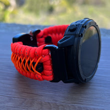 Lade das Bild in den Galerie-Viewer, Paracord Watchband compatible with Garmin Approach, D2, Descent, Enduro, Epix (Gen 2), Fenix, Forerunner 230/235/630/735XT/935/955, Instinct, MARQ, Tactix, Quatix (watch not included).
