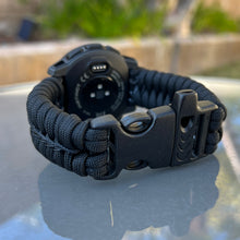 Cargar imagen en el visor de la galería, Paracord Watchband compatible with Garmin Approach, D2, Descent, Enduro, Epix (Gen 2), Fenix, Forerunner 230/235/630/735XT/935/955, Instinct, MARQ, Tactix, Quatix (watch not included).
