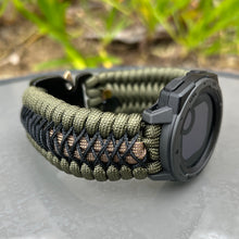 Load image into Gallery viewer, Paracord Watchband compatible with Garmin Approach, D2, Descent, Enduro, Epix (Gen 2), Fenix, Forerunner 230/235/630/735XT/935/955, Instinct, MARQ, Tactix, Quatix (watch not included).
