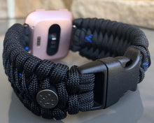 Load image into Gallery viewer, Paracord Watch Band compatible with Fitbit Versa 1, Versa Lite, Versa 2, Versa 3, Versa 4, Sense, Sense 2 (watch not included).
