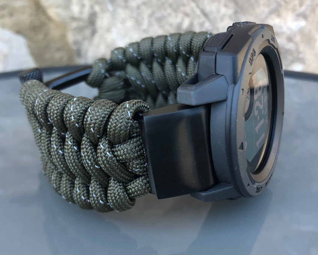 Paracord Watchband compatible with Garmin Approach, D2, Descent, Enduro, Epix (Gen 2), Fenix, Forerunner 230/235/630/735XT/935/955, Instinct, MARQ, Tactix, Quatix (watch not included).