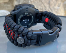 Charger l&#39;image dans la galerie, Paracord Watchband compatible with Garmin Approach, D2, Descent, Enduro, Epix (Gen 2), Fenix, Forerunner 935/955, Instinct, MARQ, Tactix, Quatix (watch not included).
