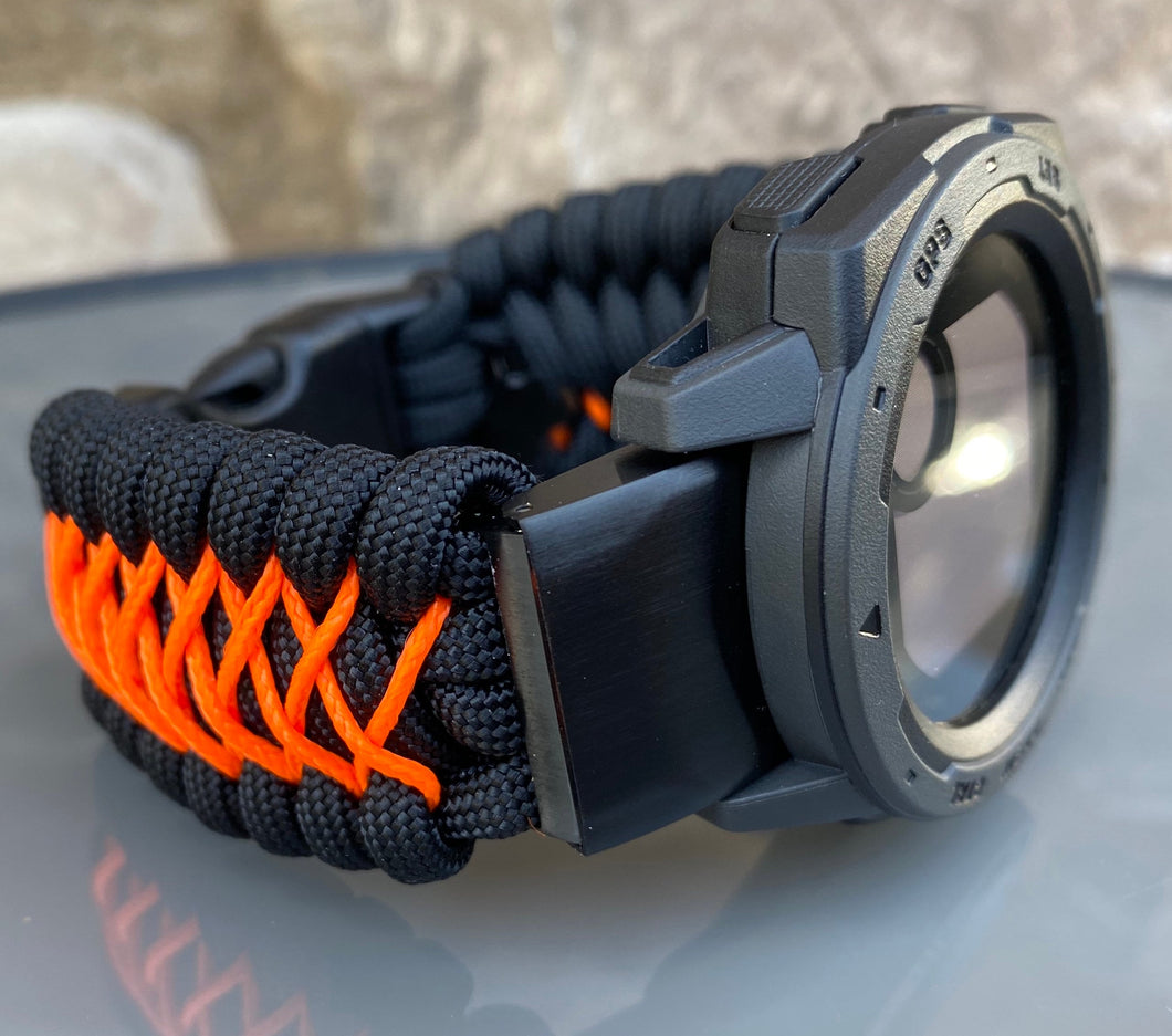 Paracord Watchband compatible with Garmin Approach, D2, Descent, Enduro, Epix (Gen 2), Fenix, Forerunner 935/955, Instinct, MARQ, Tactix, Quatix (watch not included).