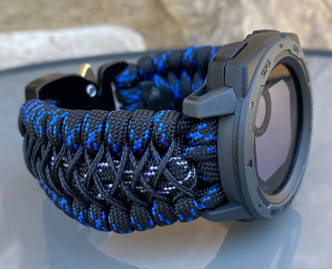 Paracord Watchband compatible with Garmin Approach, D2, Descent, Enduro, Epix (Gen 2), Fenix, Forerunner 935/955, Instinct, MARQ, Tactix, Quatix (watch not included).