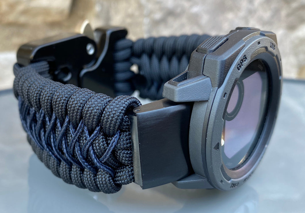 Paracord Watchband compatible with Garmin Approach, D2, Descent, Enduro, Epix (Gen 2), Fenix, Forerunner 935/955, Instinct, MARQ, Tactix, Quatix (watch not included).