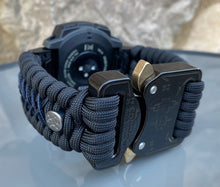 Charger l&#39;image dans la galerie, Paracord Watchband compatible with Garmin Approach, D2, Descent, Enduro, Epix (Gen 2), Fenix, Forerunner 935/955, Instinct, MARQ, Tactix, Quatix (watch not included).
