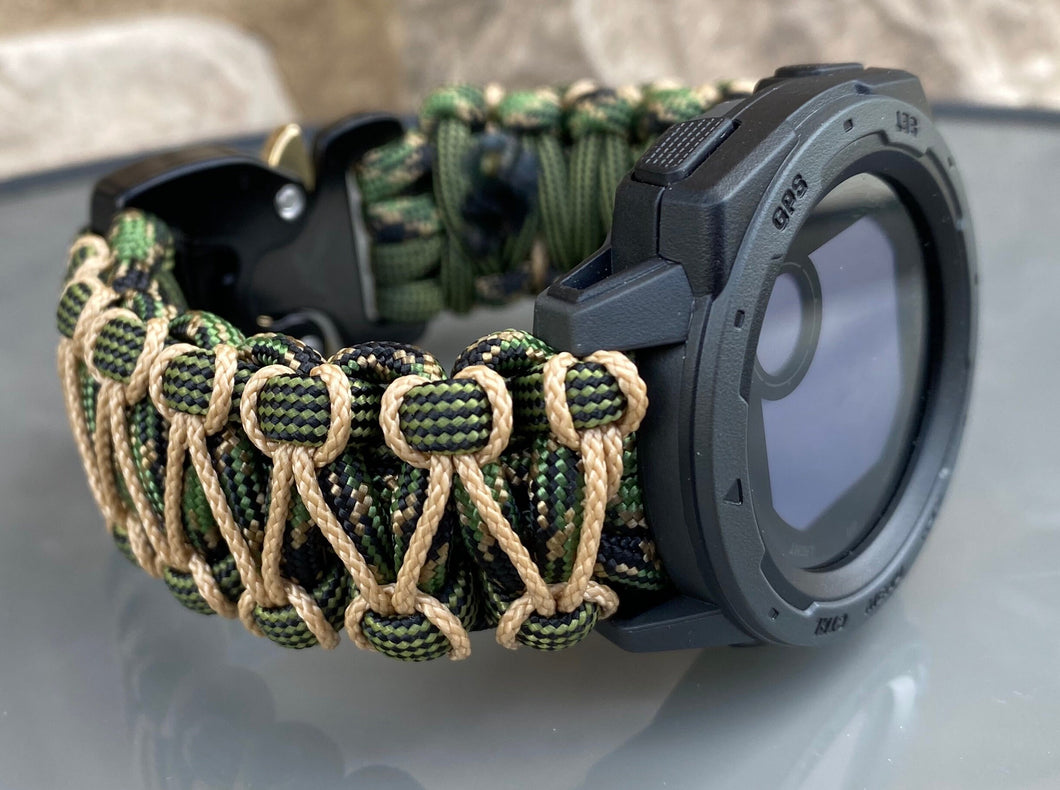 Paracord Watchband compatible with Garmin Approach, D2, Descent, Enduro, Epix (Gen 2), Fenix, Forerunner 935/955, Instinct, MARQ, Tactix, Quatix (watch not included).