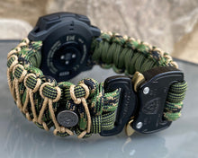 Charger l&#39;image dans la galerie, Paracord Watchband compatible with Garmin Approach, D2, Descent, Enduro, Epix (Gen 2), Fenix, Forerunner 935/955, Instinct, MARQ, Tactix, Quatix (watch not included).
